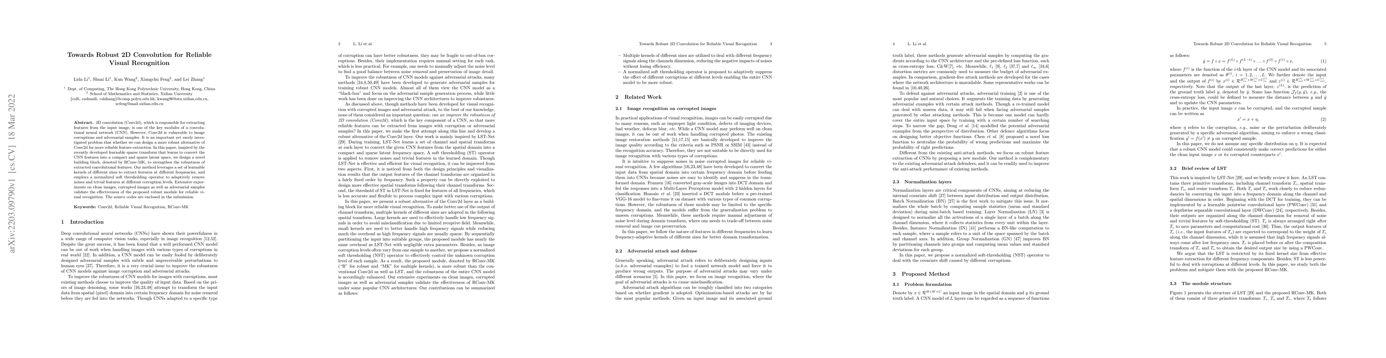 Thumbnail for Towards Robust 2D Convolution for Reliable Visual Recognition