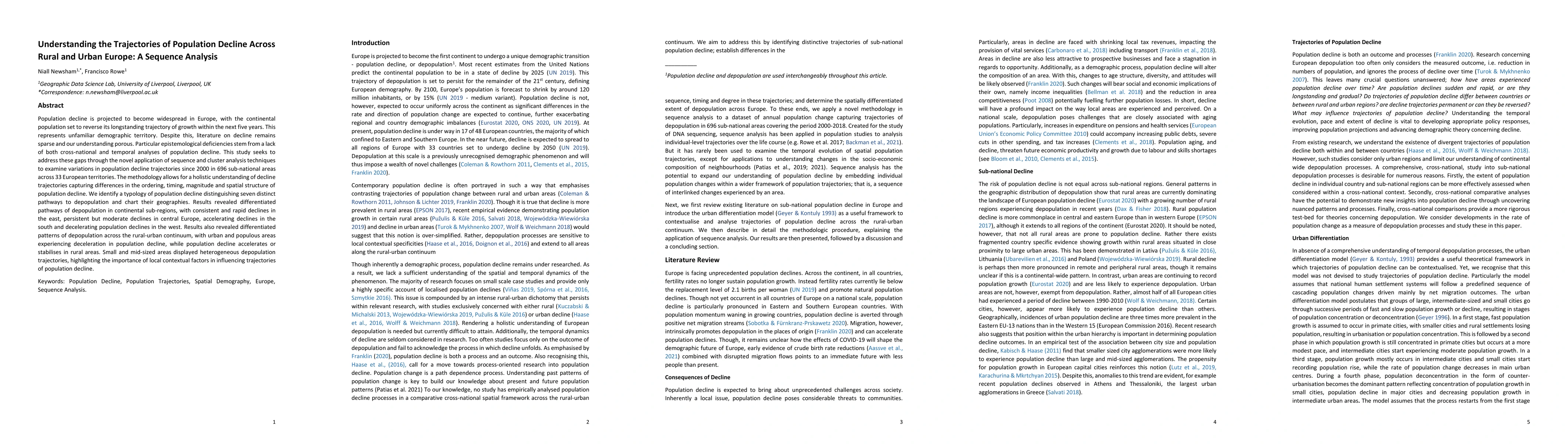 Thumbnail for Understanding the Trajectories of Population Decline Across Rural and
  Urban Europe: A Sequence Analysis