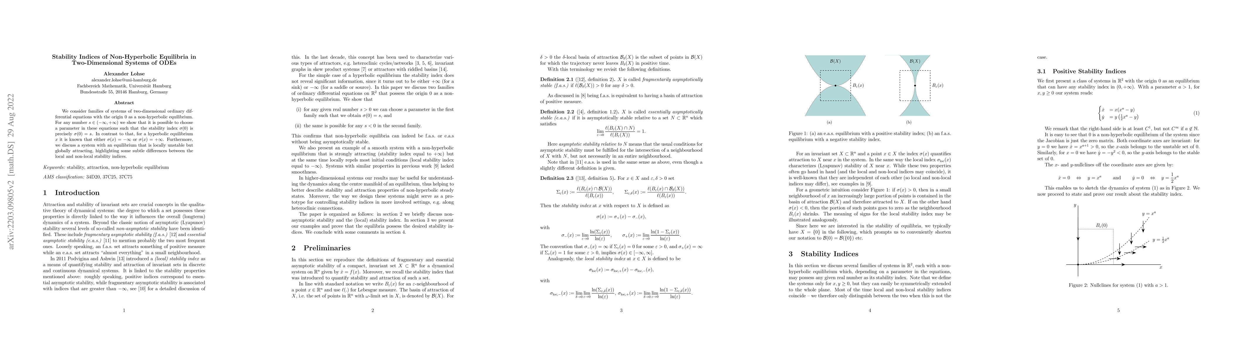 Thumbnail for Stability Indices of Non-Hyperbolic Equilibria in Two-Dimensional
  Systems of ODEs