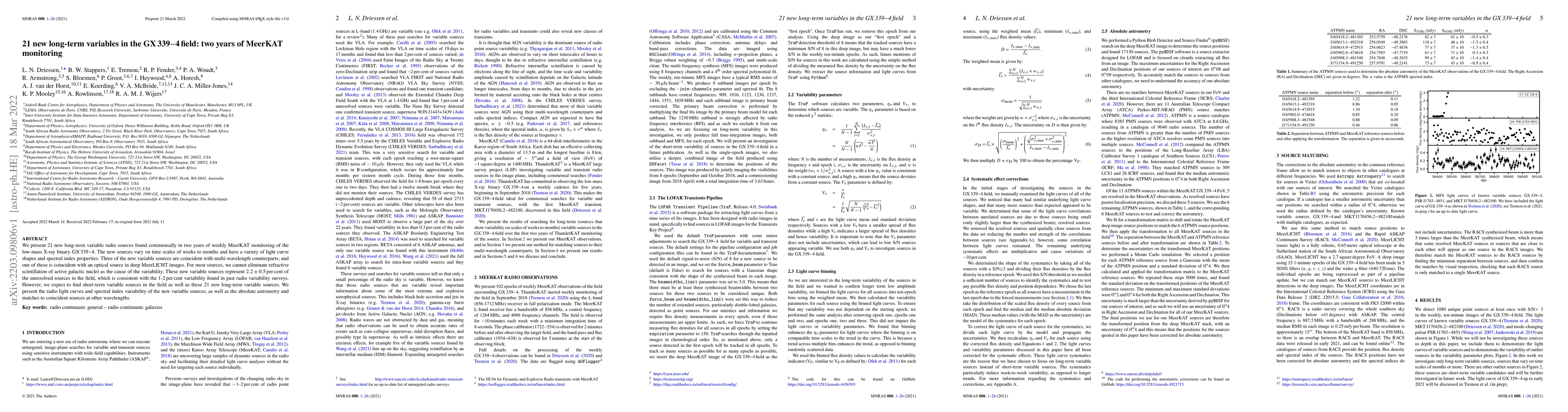 Thumbnail for 21 new long-term variables in the GX 339-4 field: two years of MeerKAT
  monitoring