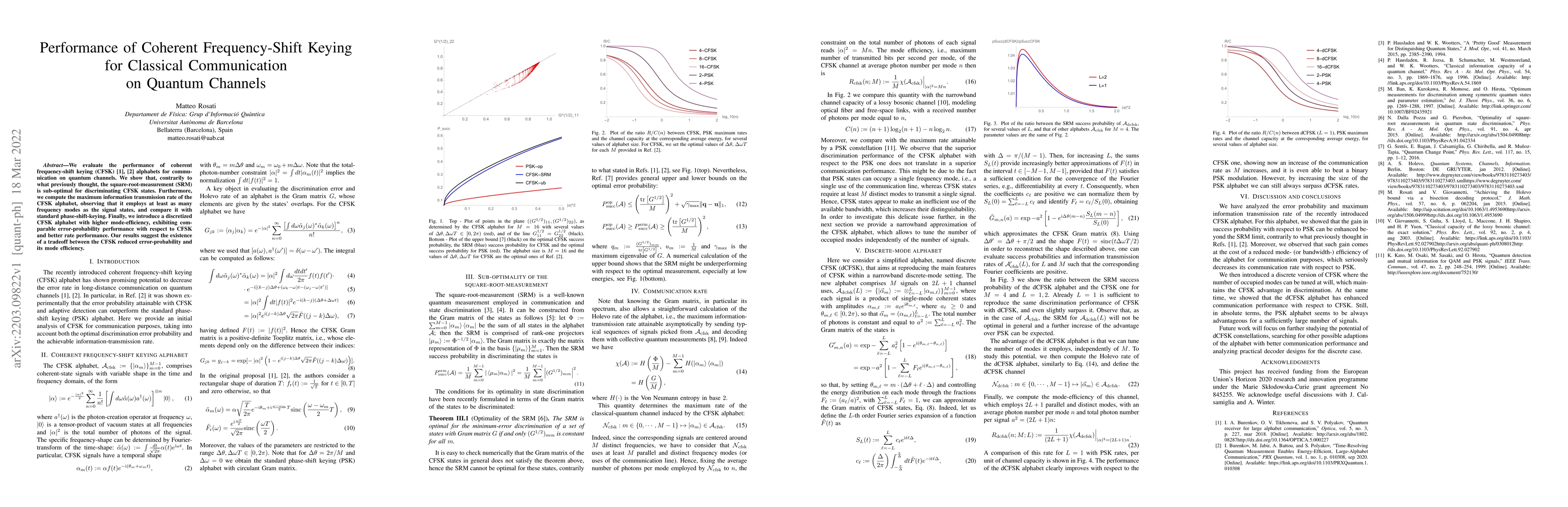Thumbnail for Performance of Coherent Frequency-Shift Keying for Classical
  Communication \\ on Quantum Channels