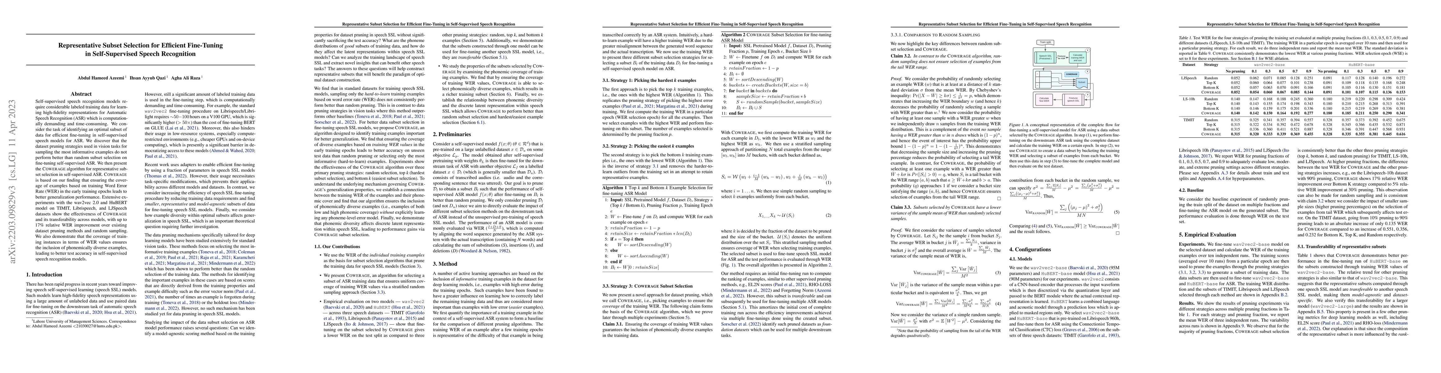 Thumbnail for Representative Subset Selection for Efficient Fine-Tuning in
  Self-Supervised Speech Recognition