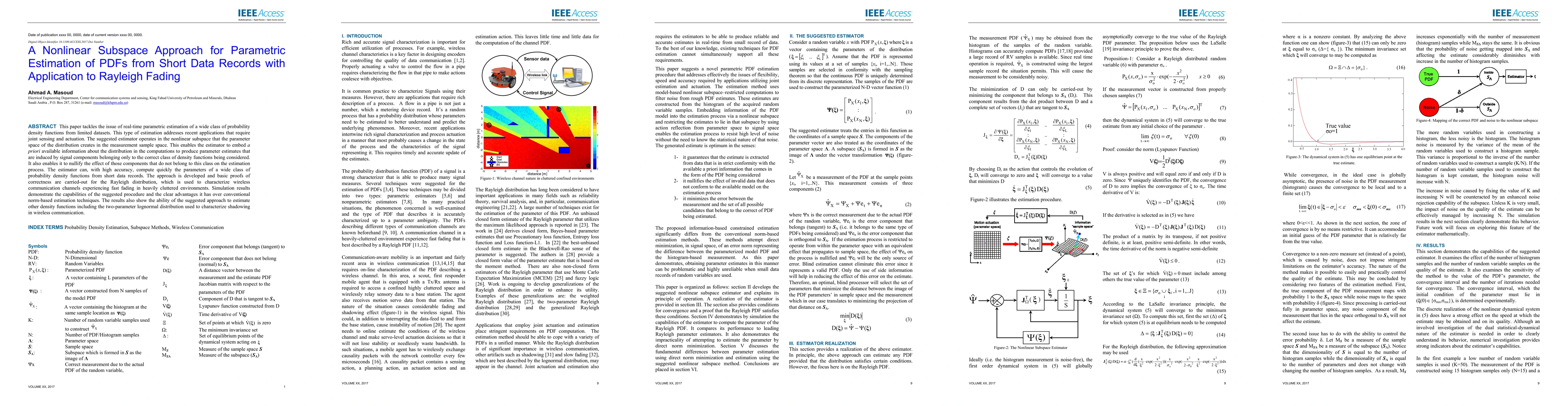 Thumbnail for A Nonlinear Subspace Approach for Parametric Estimation of PDFs from
  Short Data Records with Application to Rayleigh Fading