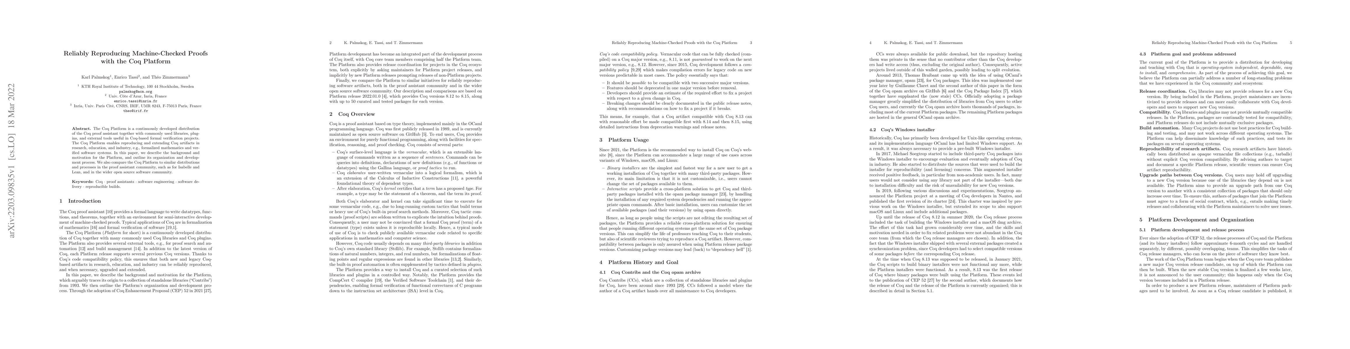 Thumbnail for Reliably Reproducing Machine-Checked Proofs with the Coq Platform