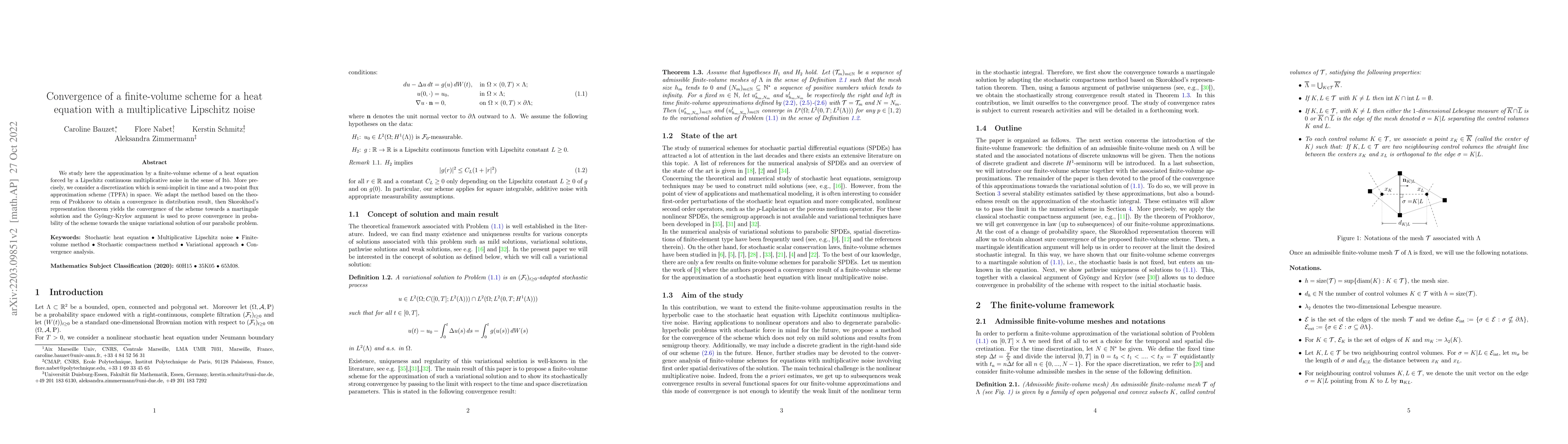 Thumbnail for Convergence of a finite-volume scheme for a heat equation with a
  multiplicative Lipschitz noise