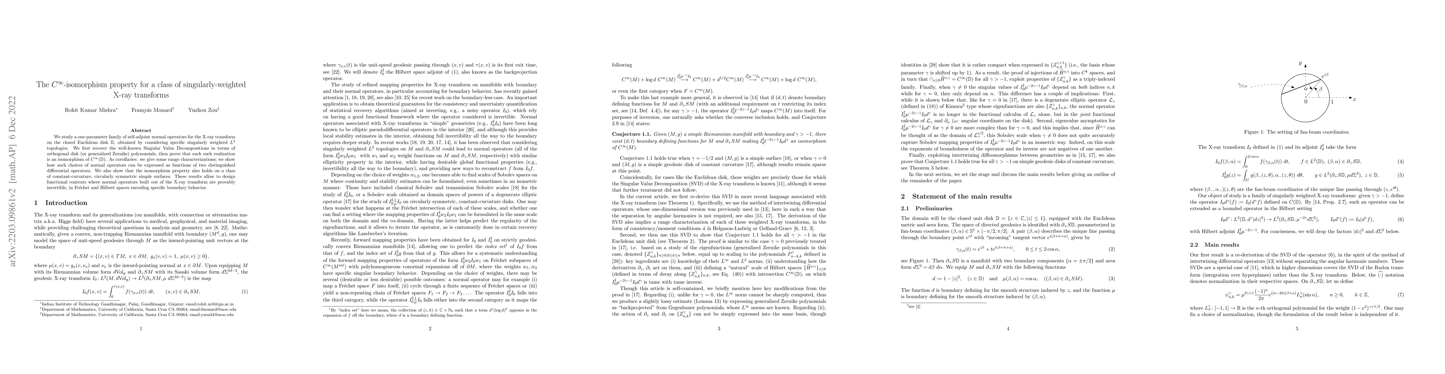 Thumbnail for The $C^\infty$-isomorphism property for a class of singularly-weighted
  X-ray transforms