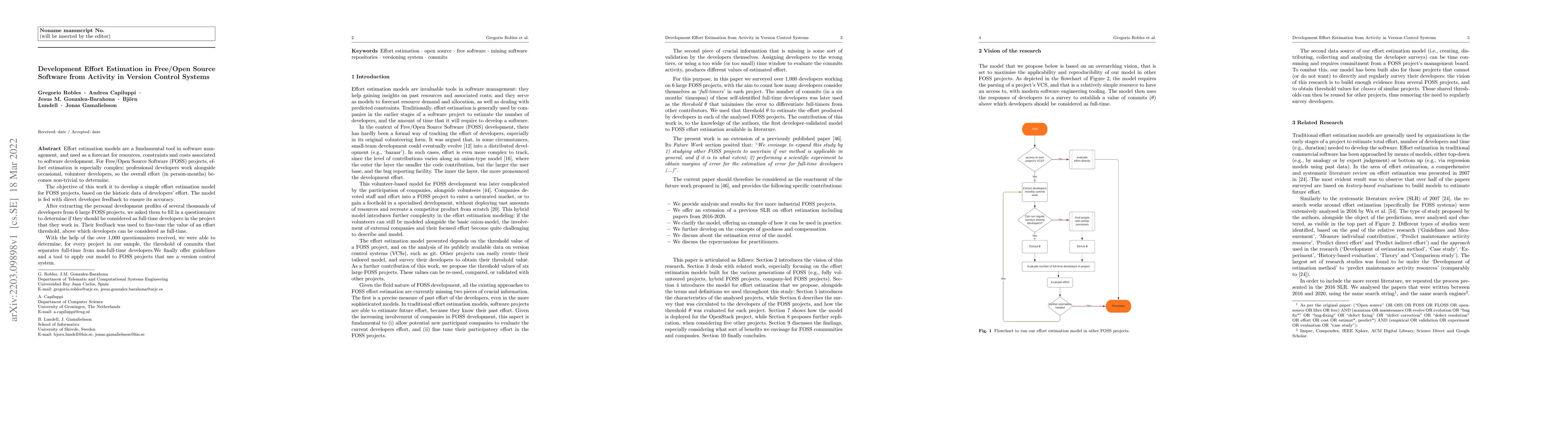 Thumbnail for Development Effort Estimation in Free/Open Source Software from Activity
  in Version Control Systems