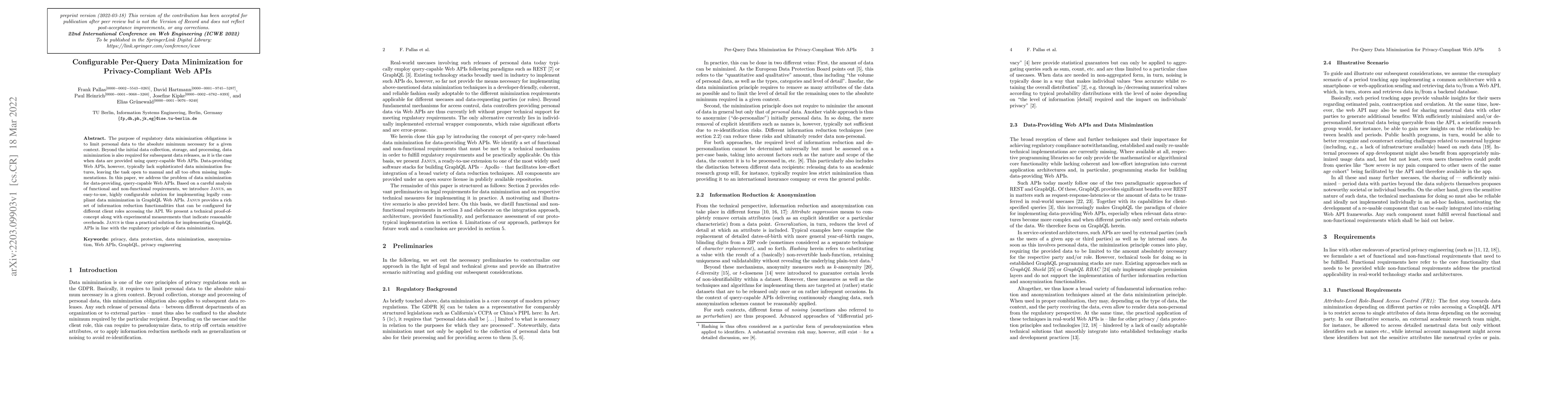 Thumbnail for Configurable Per-Query Data Minimization for Privacy-Compliant Web APIs