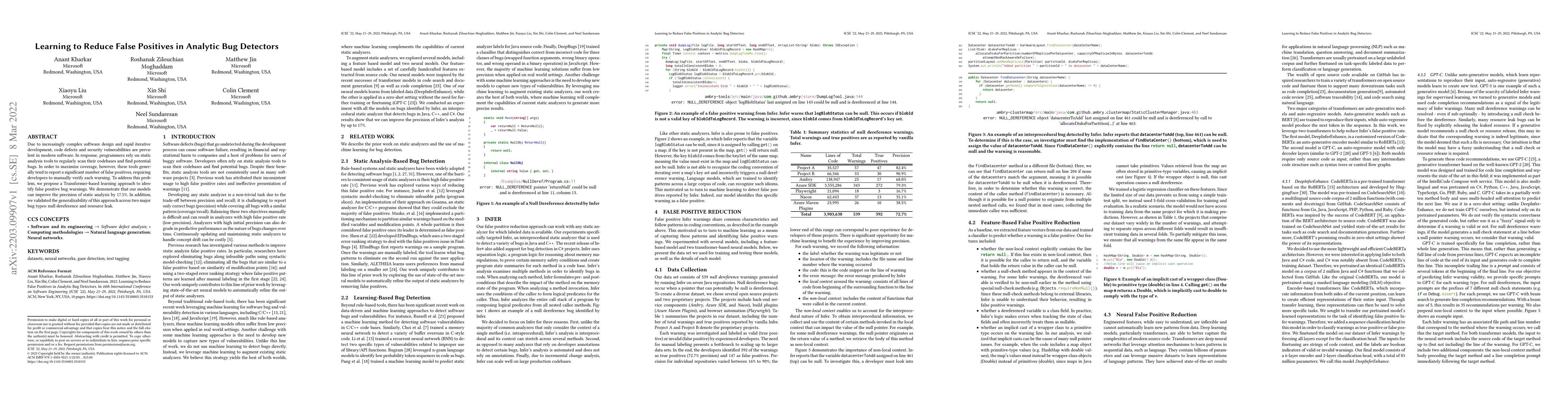 Thumbnail for Learning to Reduce False Positives in Analytic Bug Detectors