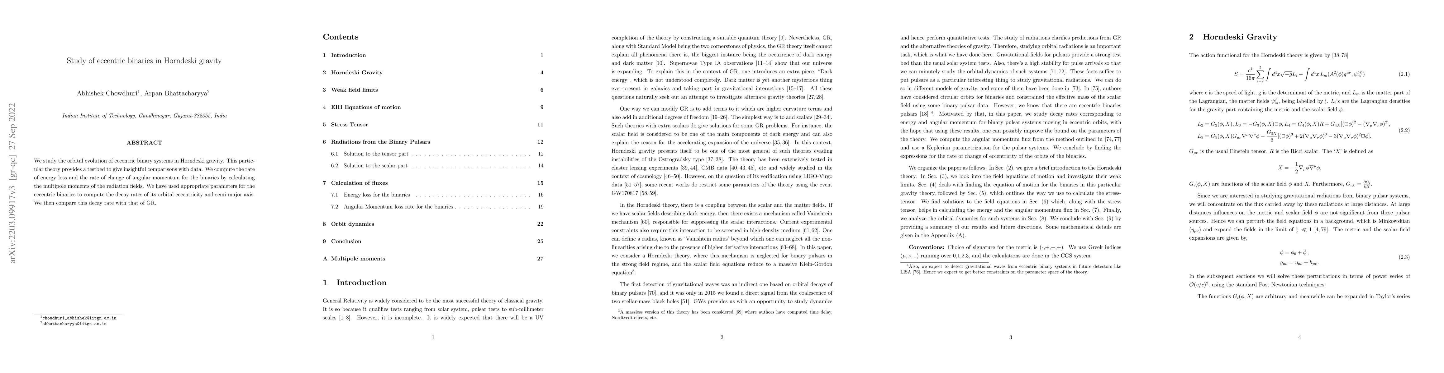 Thumbnail for Study of eccentric binaries in Horndeski theory