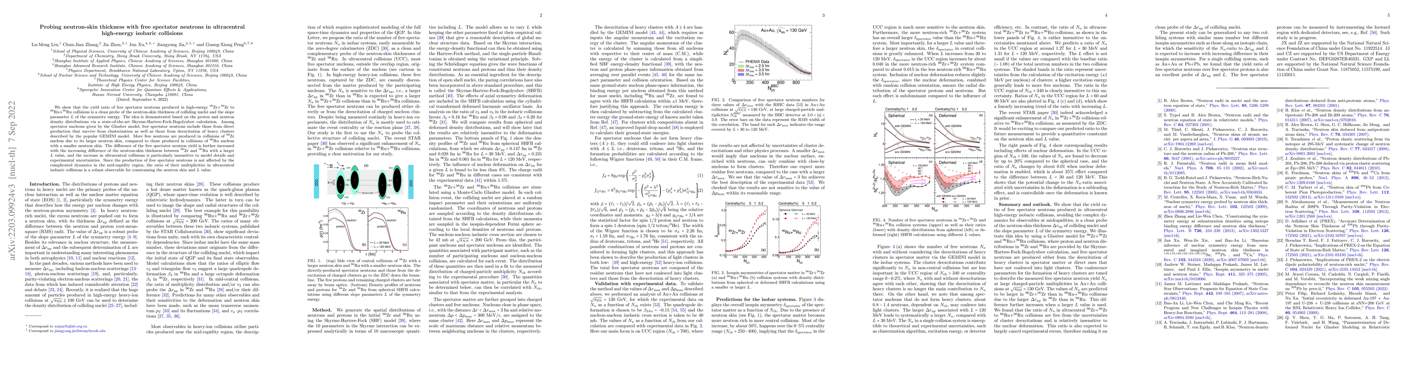 Thumbnail for Probing neutron-skin thickness with free spectator neutrons in
  ultracentral high-energy isobaric collisions