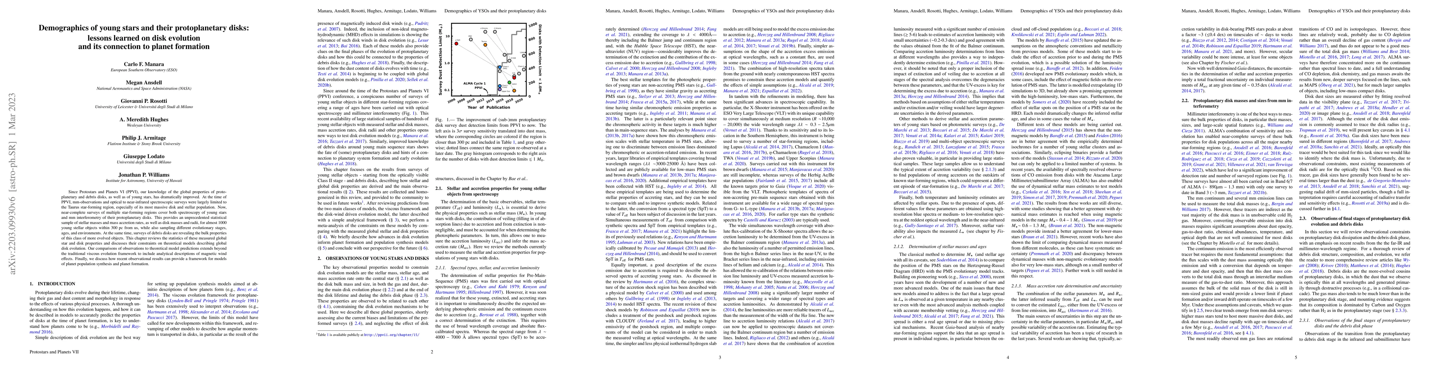 Thumbnail for Demographics of young stars and their protoplanetary disks: lessons
  learned on disk evolution and its connection to planet formation