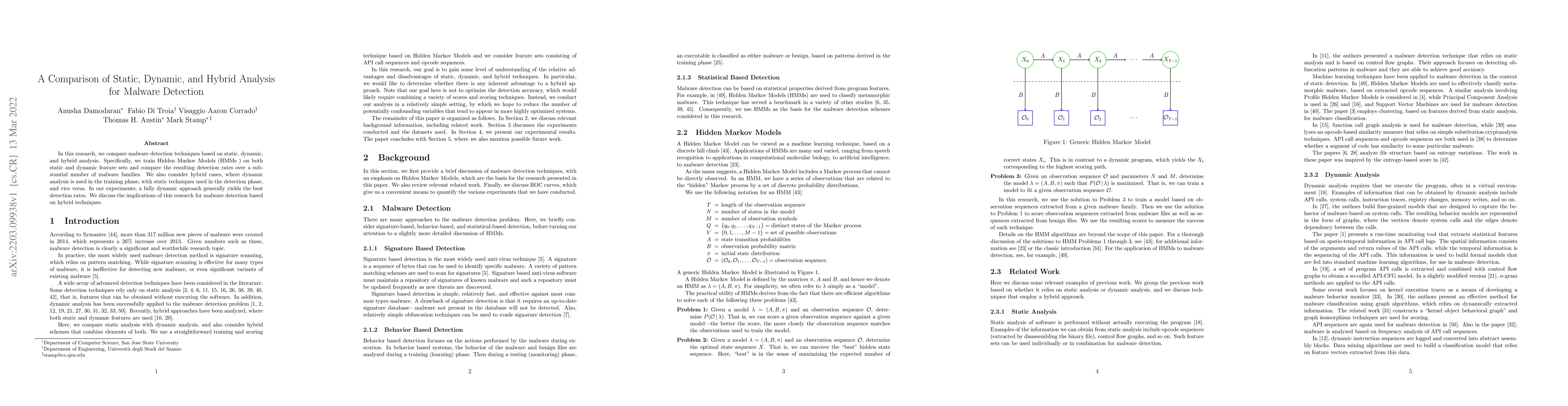 Thumbnail for A Comparison of Static, Dynamic, and Hybrid Analysis for Malware
  Detection