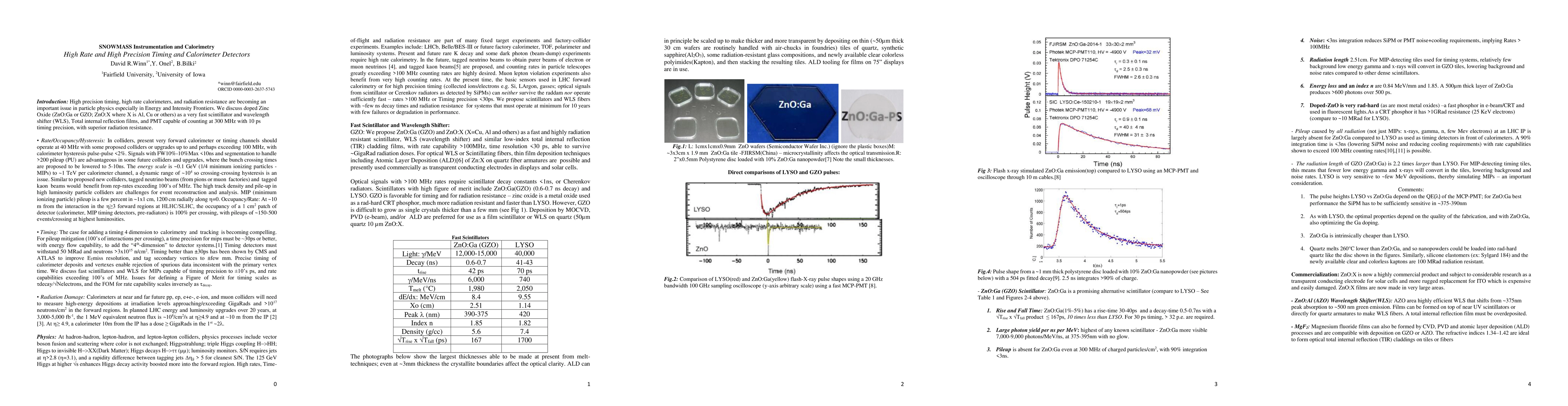 Thumbnail for High Rate and High Precision Timing and Calorimeter Detectors
