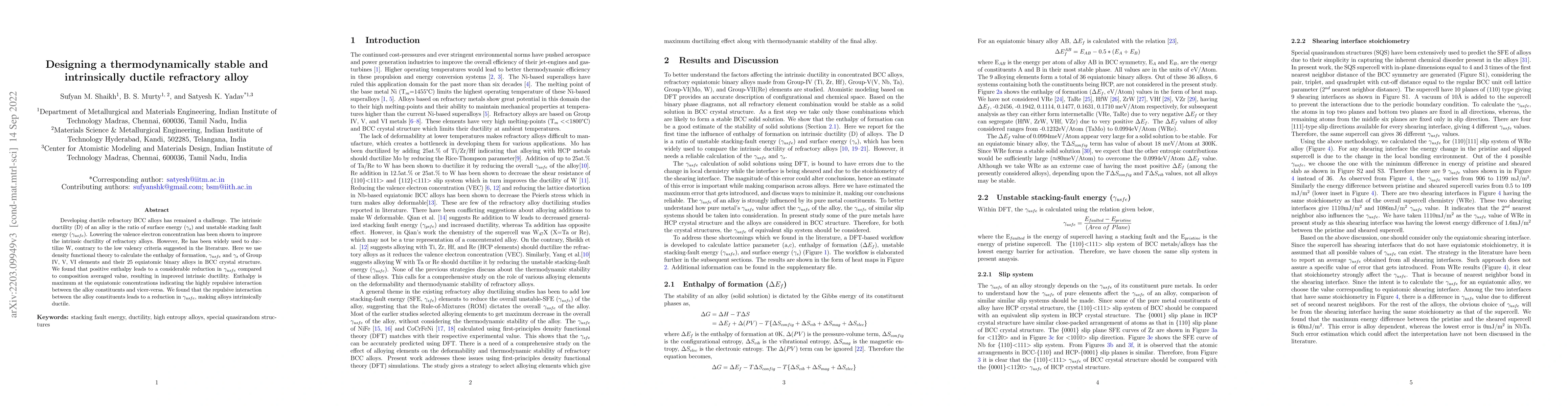 Thumbnail for Designing a thermodynamically stable and intrinsically ductile
  refractory alloy