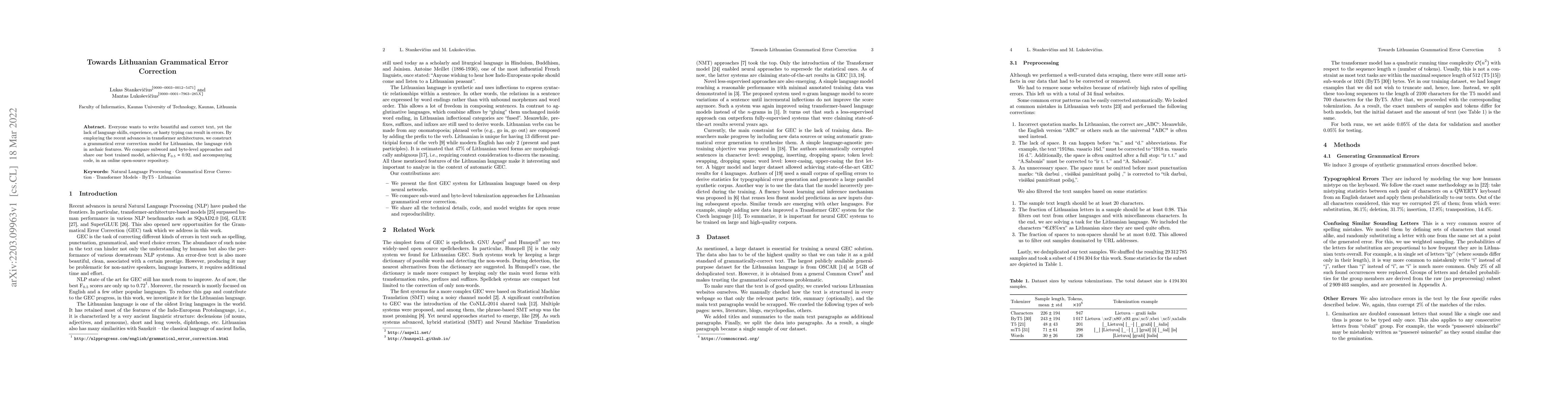 Thumbnail for Towards Lithuanian grammatical error correction