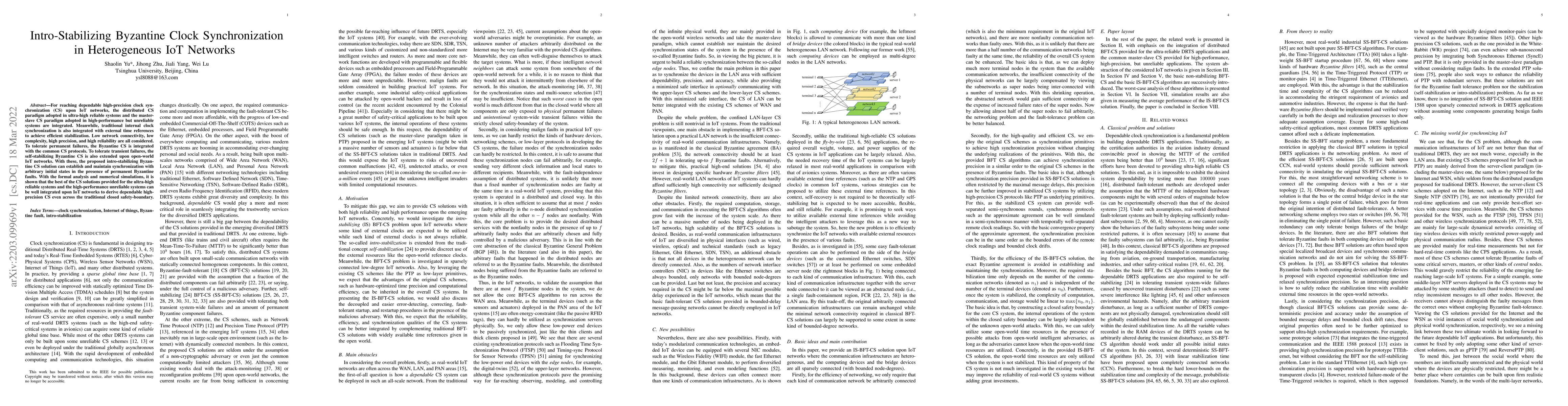 Thumbnail for Intro-Stabilizing Byzantine Clock Synchronization in Heterogeneous IoT
  Networks