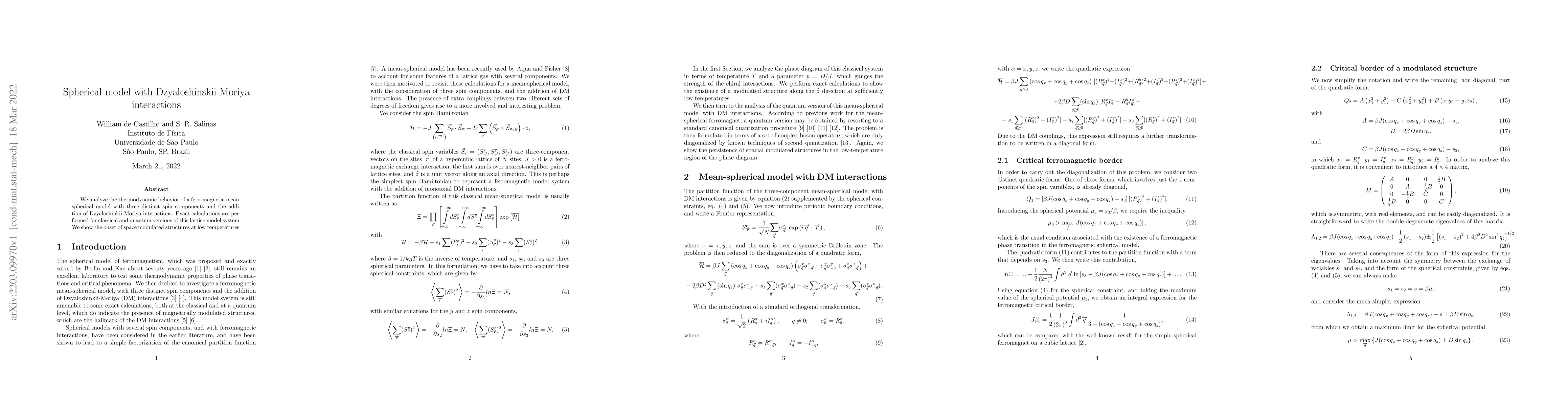 Thumbnail for Spherical model with Dzyaloshinskii-Moriya interactions