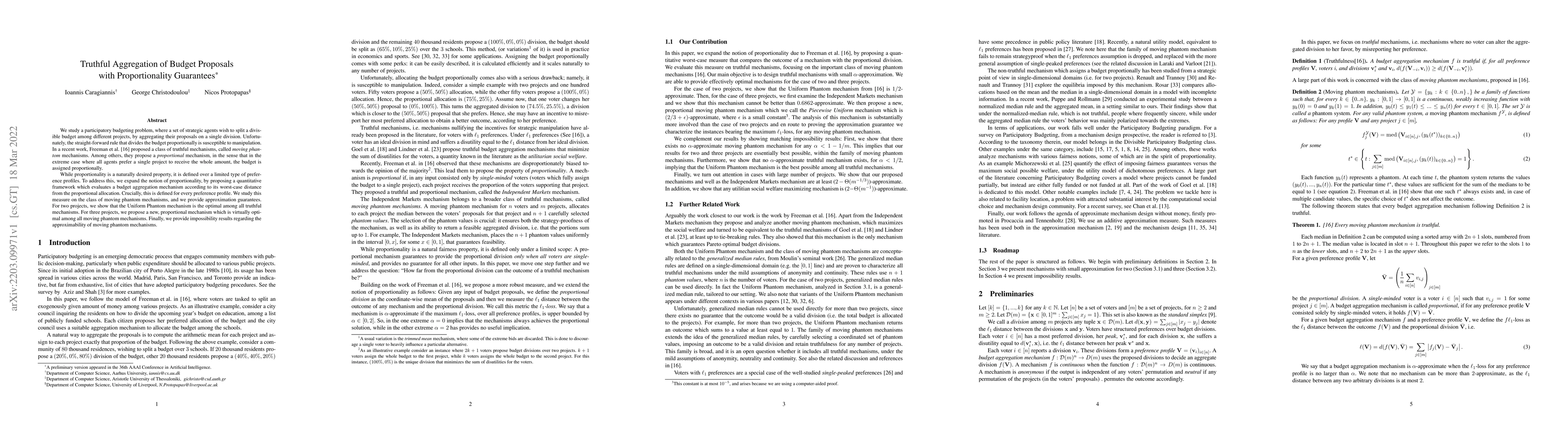 Thumbnail for Truthful Aggregation of Budget Proposals with Proportionality Guarantees
