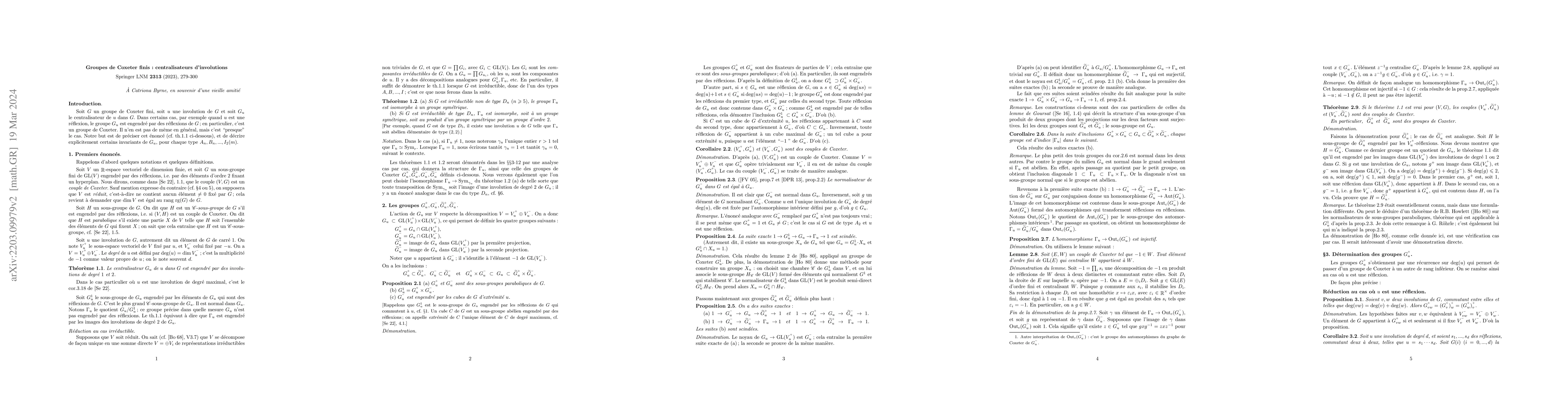 Thumbnail for Groupes de Coxeter finis : centralisateurs d'involutions