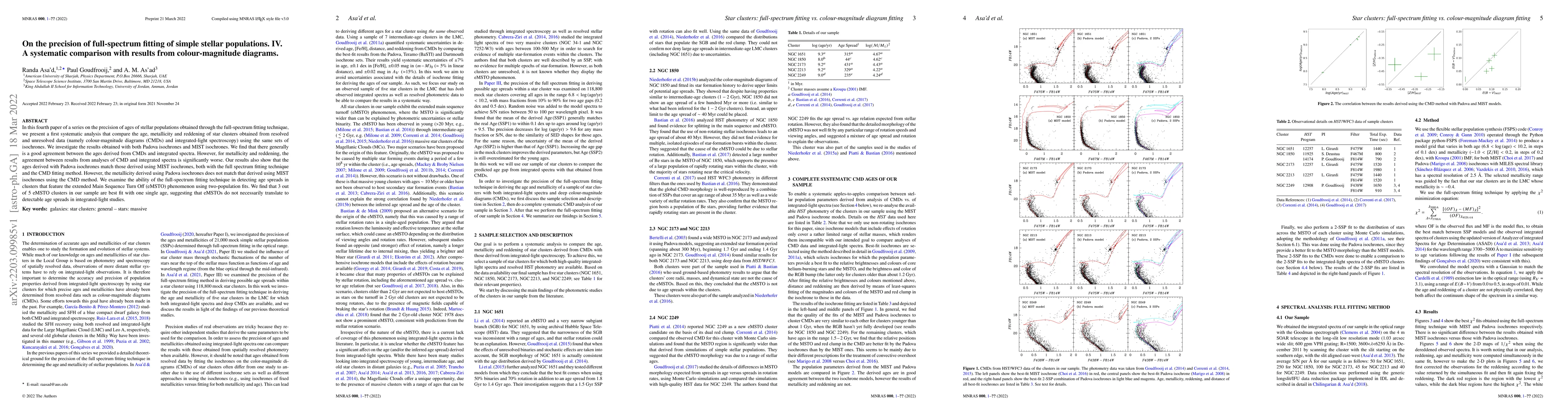 Thumbnail for On the Precision of Full-Spectrum Fitting of Simple Stellar Populations.
  IV. A Systematic Comparison with Results from Colour-Magnitude Diagrams