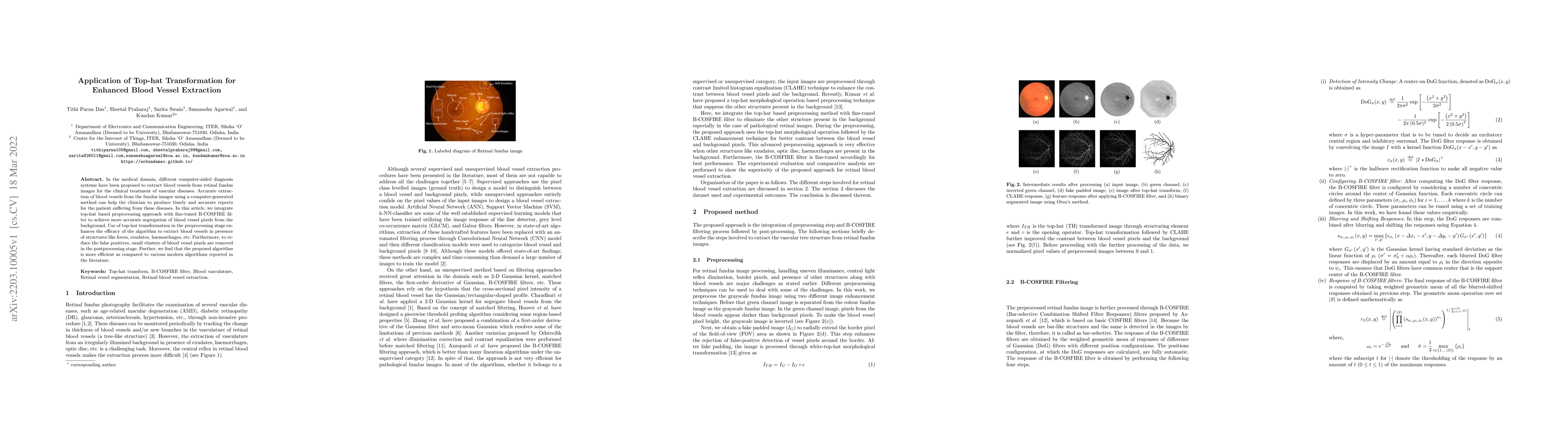 Thumbnail for Application of Top-hat Transformation for Enhanced Blood Vessel
  Extraction