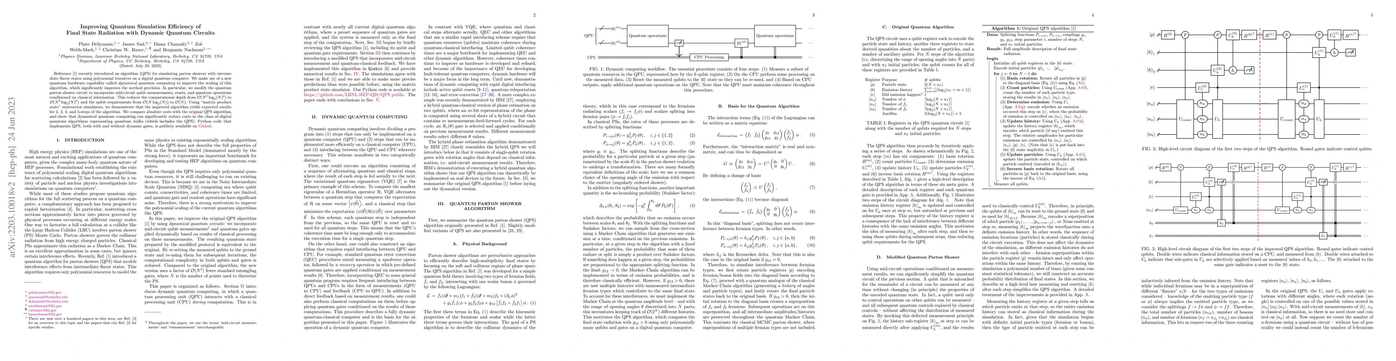 Thumbnail for Improving Quantum Simulation Efficiency of Final State Radiation with
  Dynamic Quantum Circuits