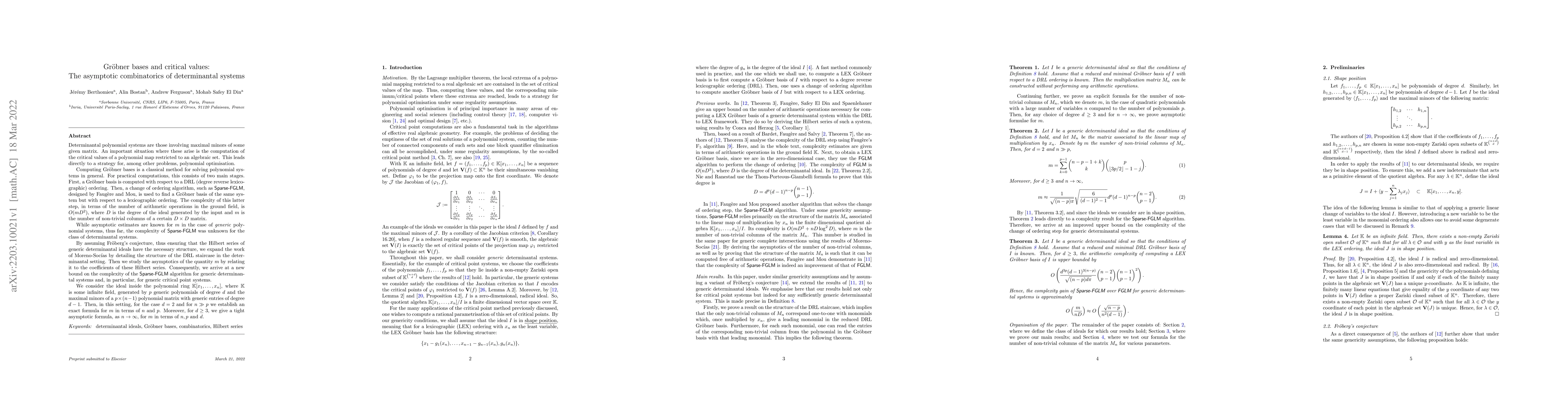 Thumbnail for Gr\"obner bases and critical values: The asymptotic combinatorics of
  determinantal systems