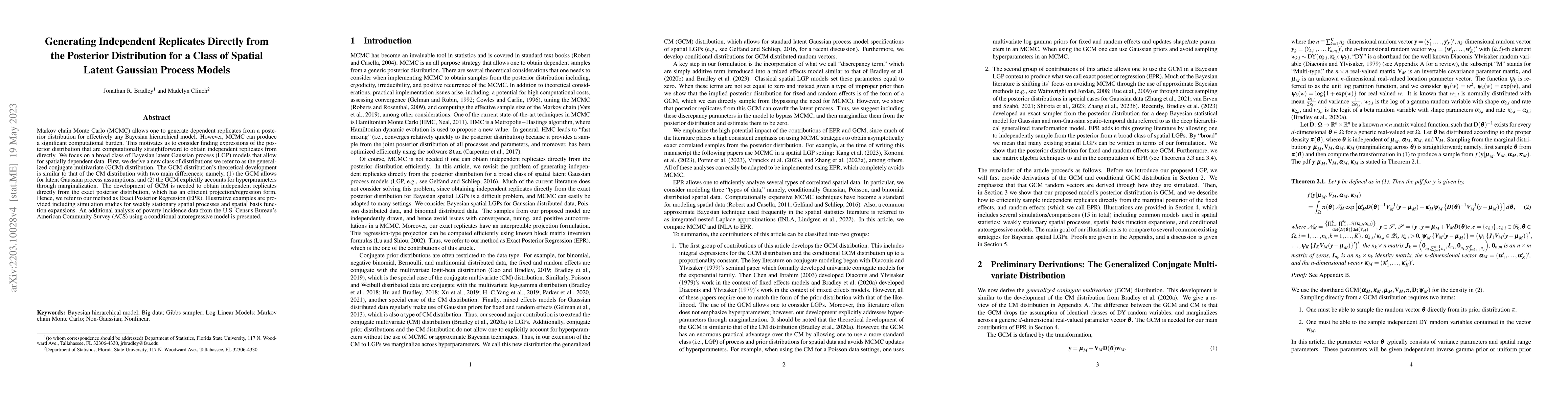 Thumbnail for Generating Independent Replicates Directly from the Posterior
  Distribution for a Class of Spatial Latent Gaussian Process Models