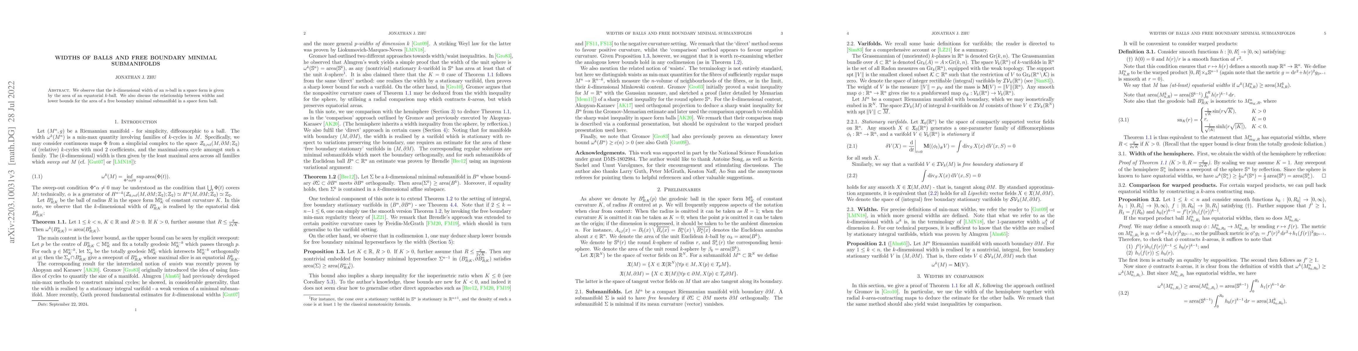 Thumbnail for Widths of balls and free boundary minimal submanifolds