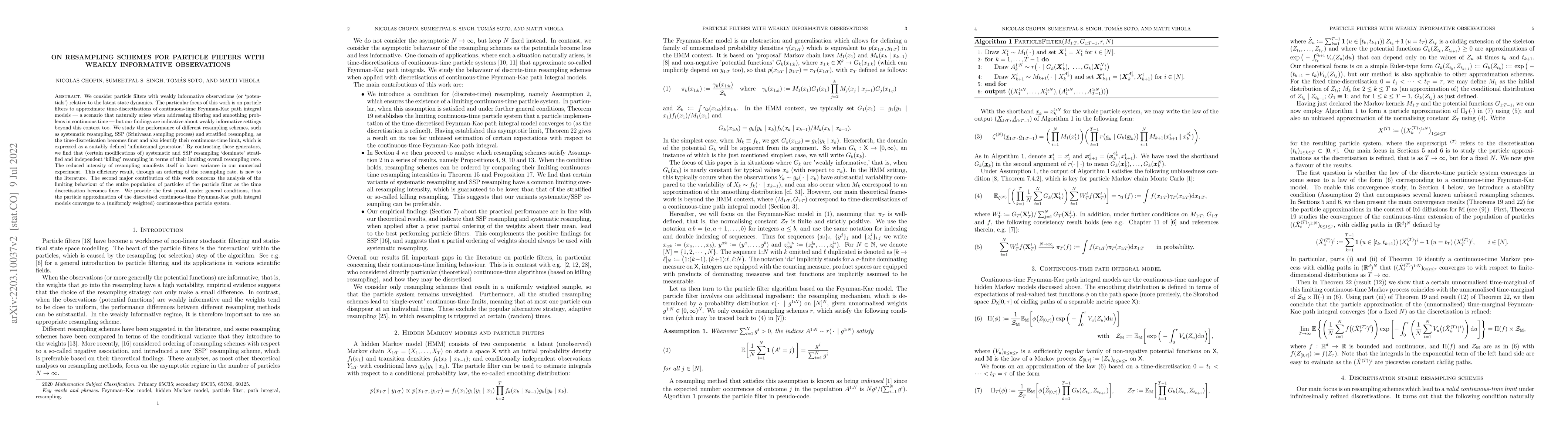 Thumbnail for On resampling schemes for particle filters with weakly informative
  observations