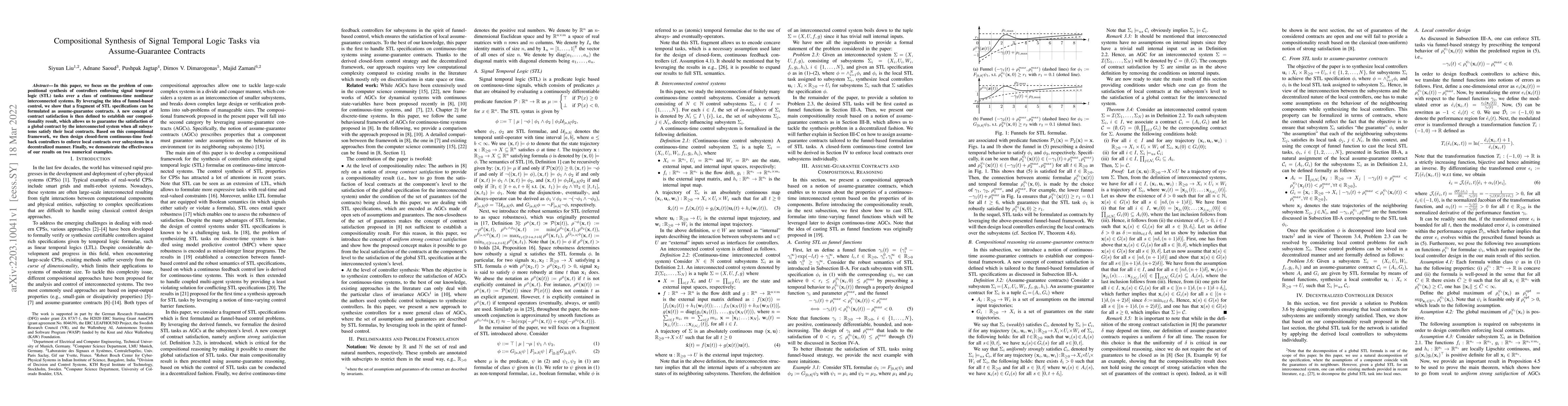Thumbnail for Compositional Synthesis of Signal Temporal Logic Tasks via
  Assume-Guarantee Contracts