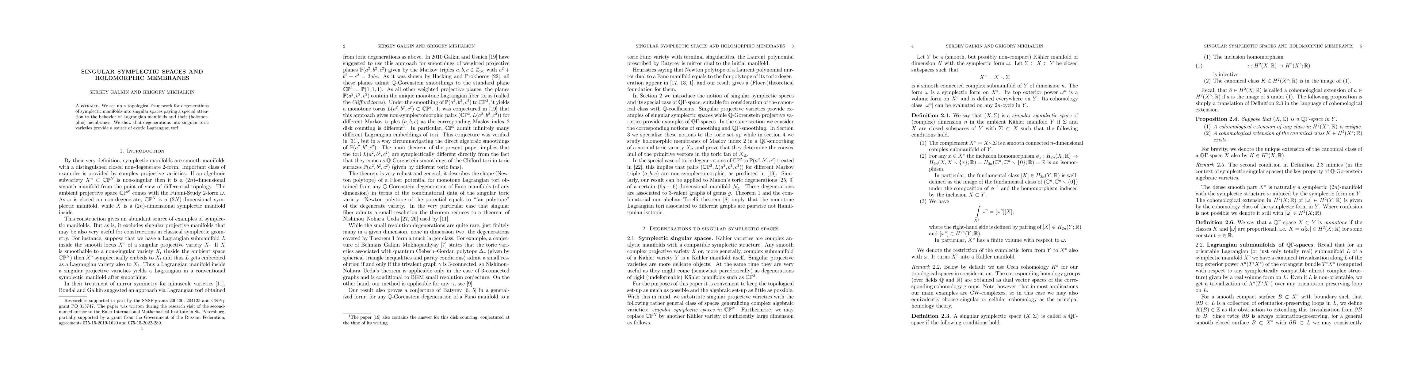 Thumbnail for Singular symplectic spaces and holomorphic membranes
