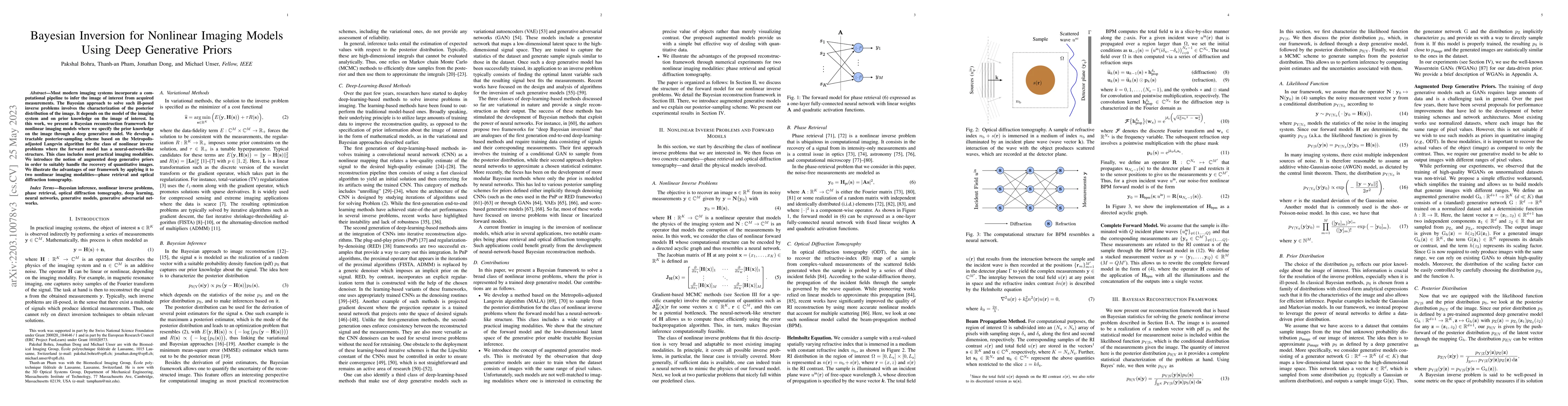 Thumbnail for Bayesian Inversion for Nonlinear Imaging Models using Deep Generative
  Priors