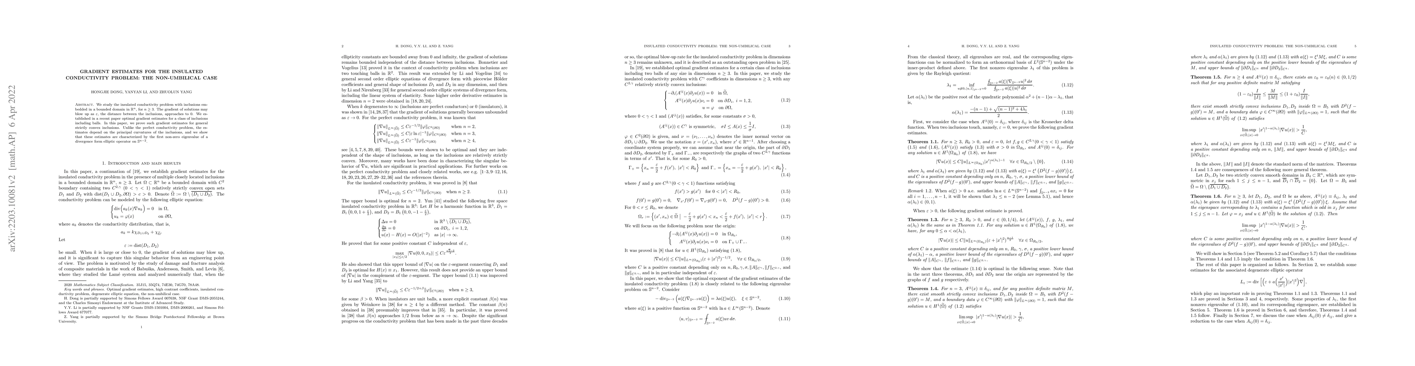Thumbnail for Gradient estimates for the insulated conductivity problem: the
  non-umbilical case