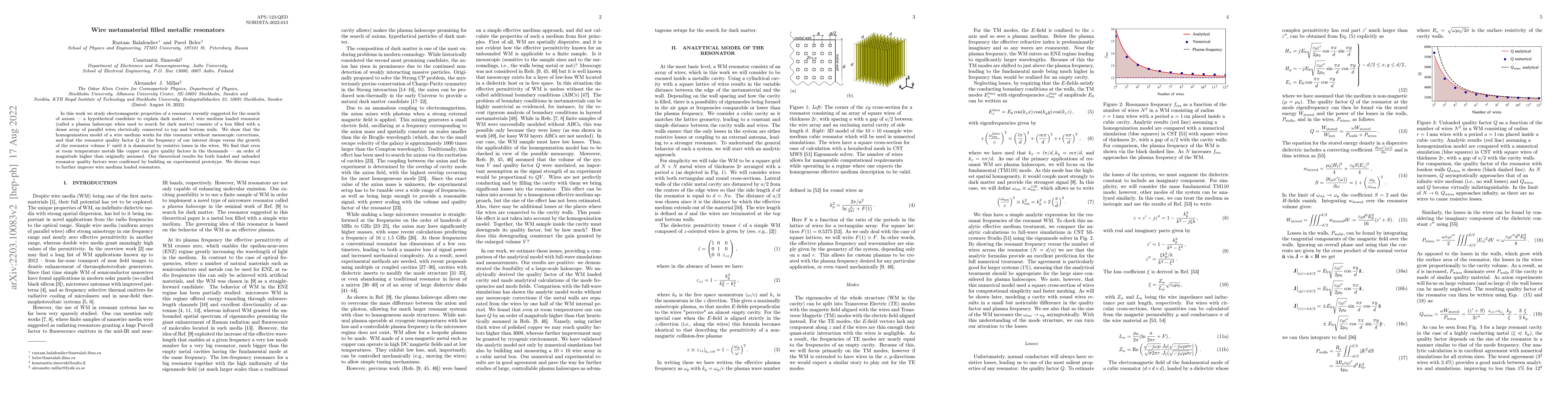 Thumbnail for Wire metamaterial filled metallic resonators