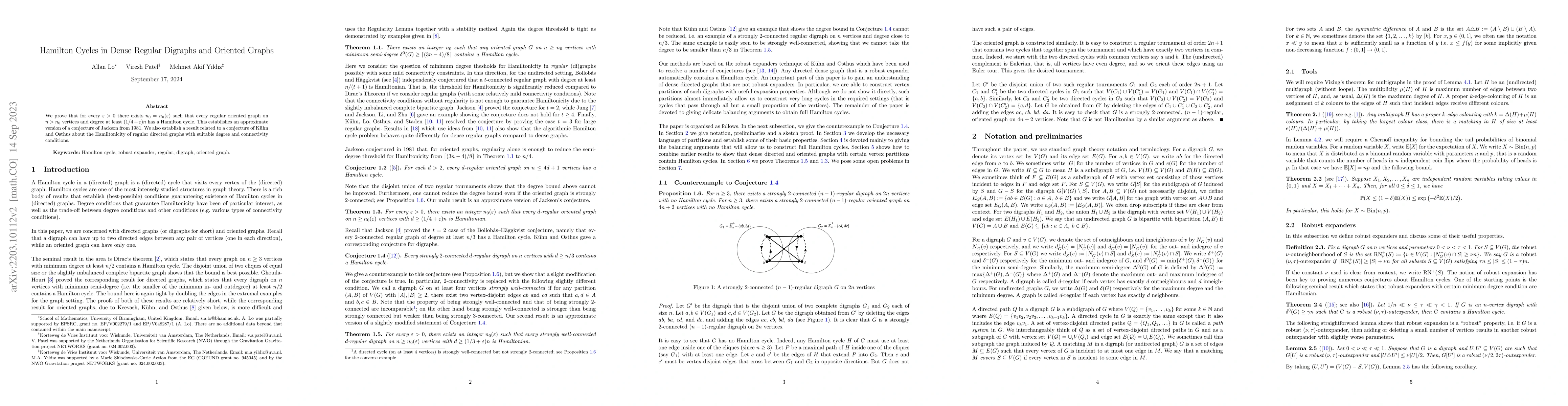 Thumbnail for Hamilton Cycles in Dense Regular Digraphs and Oriented Graphs