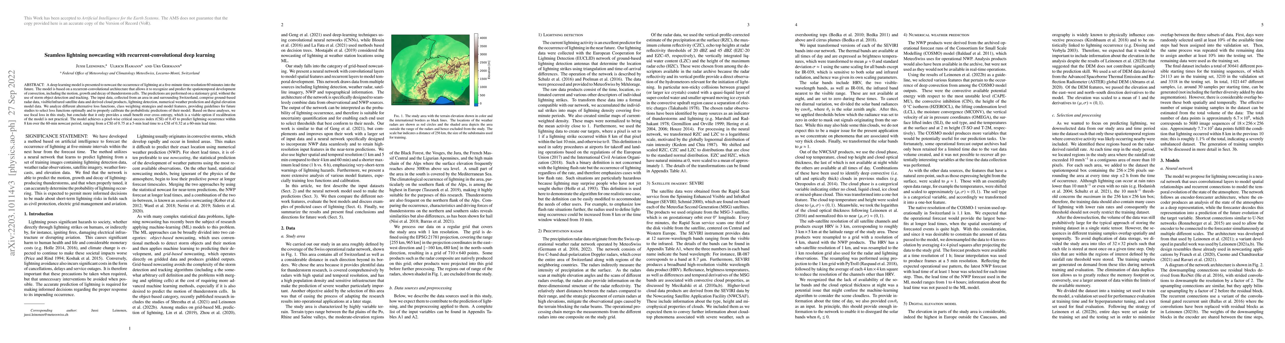 Thumbnail for Seamless lightning nowcasting with recurrent-convolutional deep learning