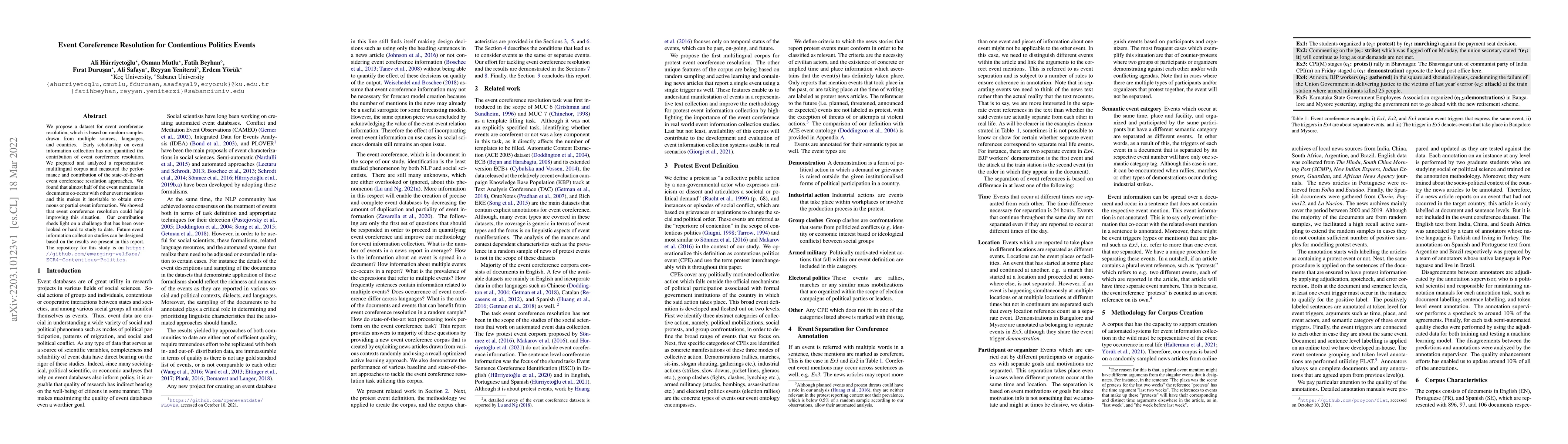 Thumbnail for Event Coreference Resolution for Contentious Politics Events