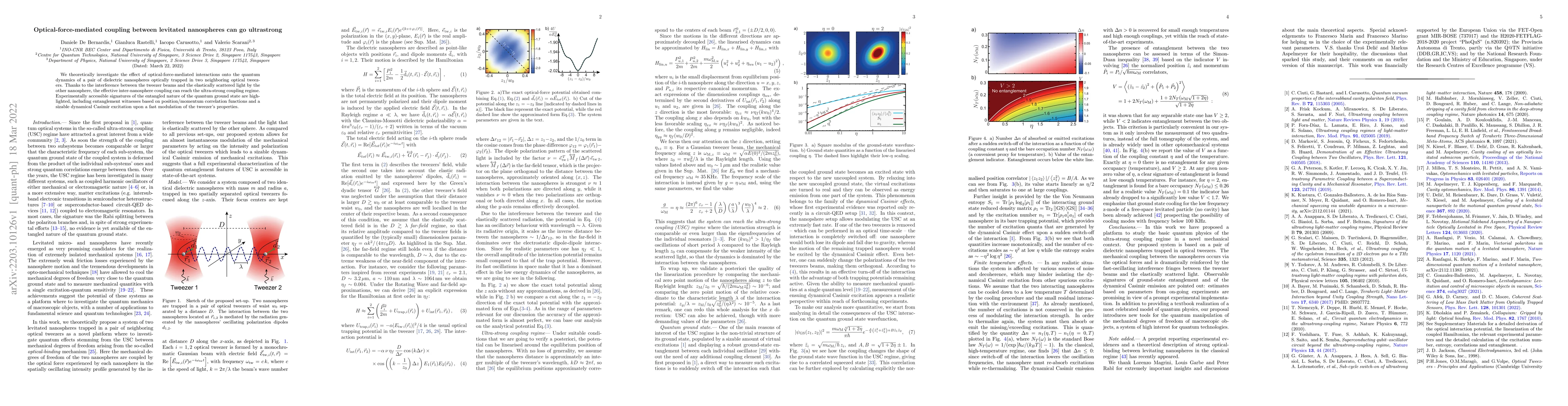 Thumbnail for Optical-force-mediated coupling between levitated nanospheres can go
  ultrastrong