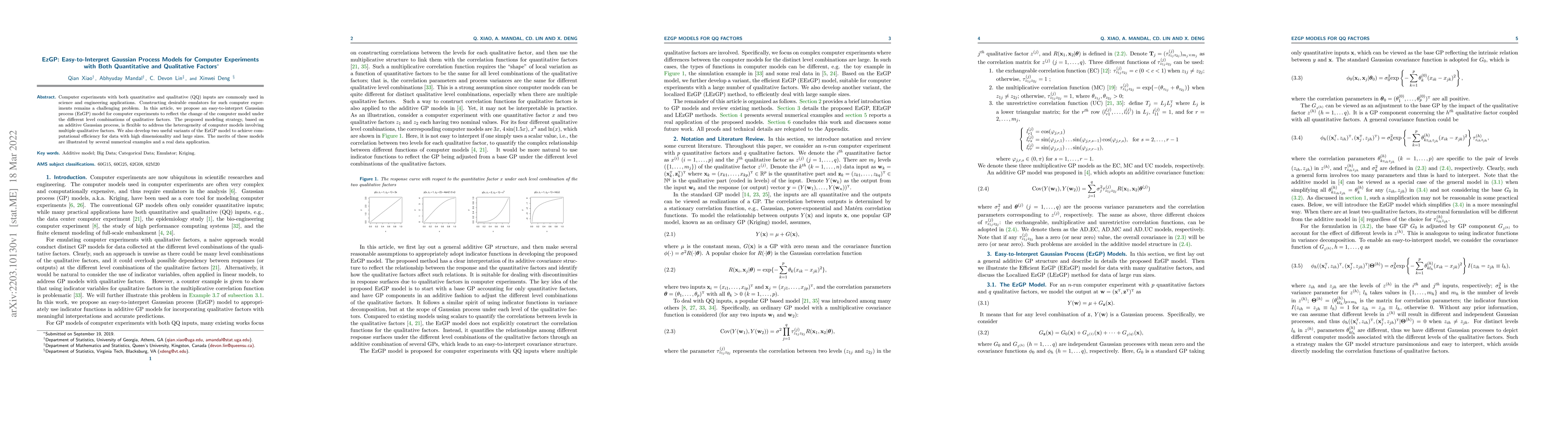 Thumbnail for EzGP: Easy-to-Interpret Gaussian Process Models for Computer Experiments
  with Both Quantitative and Qualitative Factors
