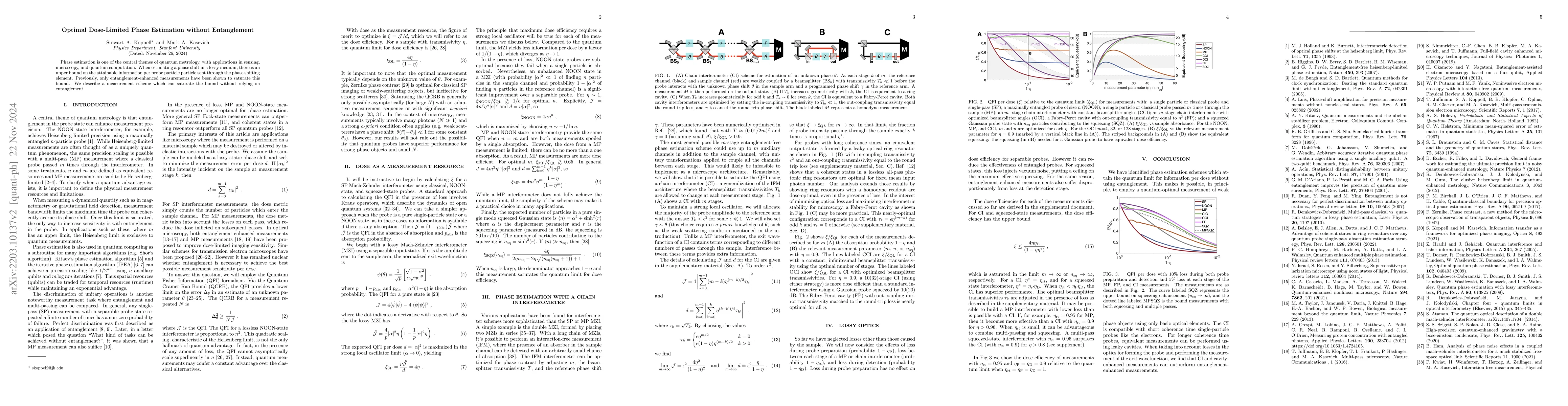 Thumbnail for Optimal Dose-Limited Phase Estimation without Entanglement
