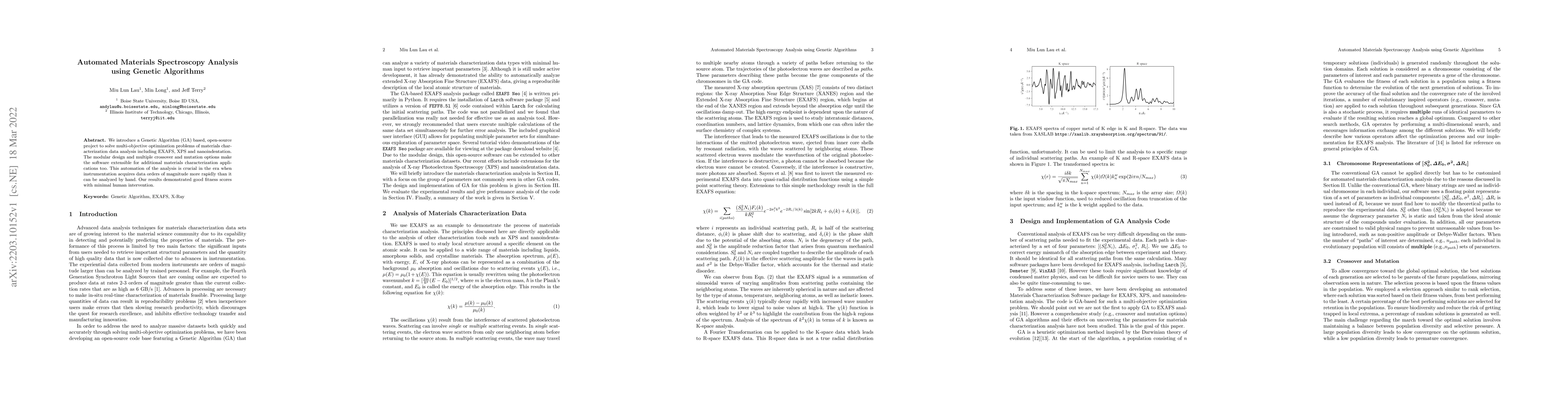 Thumbnail for Automated Materials Spectroscopy Analysis using Genetic Algorithms