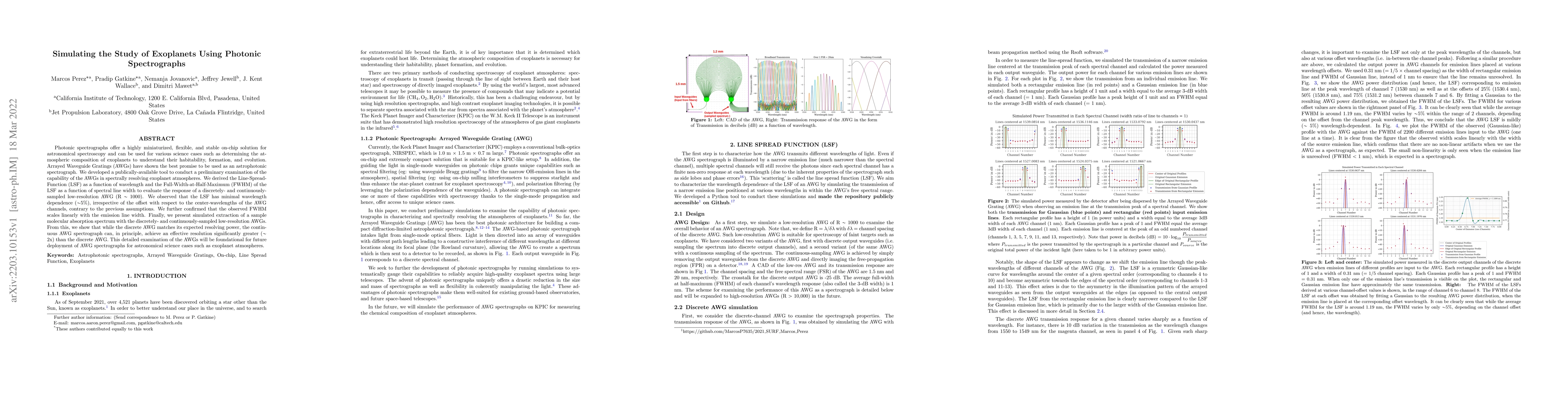 Thumbnail for Simulating the Study of Exoplanets Using Photonic Spectrographs