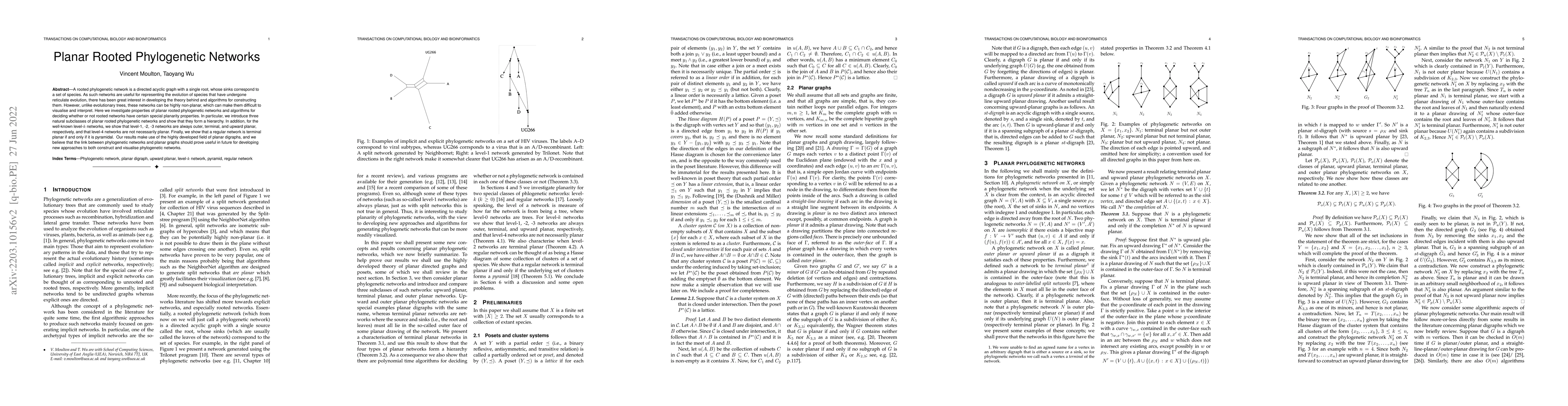 Thumbnail for Planar Rooted Phylogenetic Networks