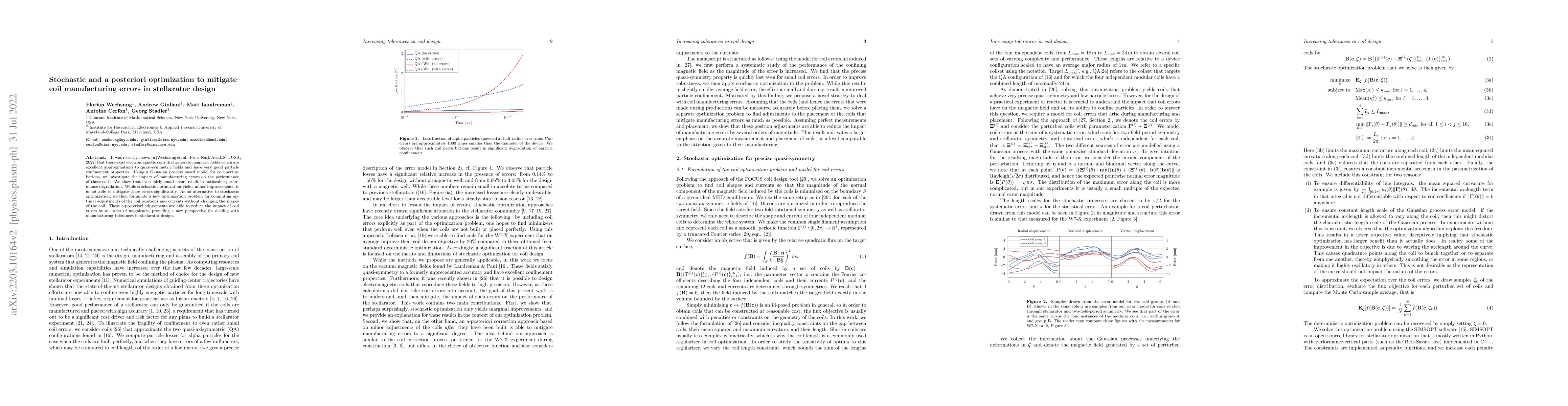 Thumbnail for Stochastic and a posteriori optimization to mitigate coil manufacturing
  errors in stellarator design