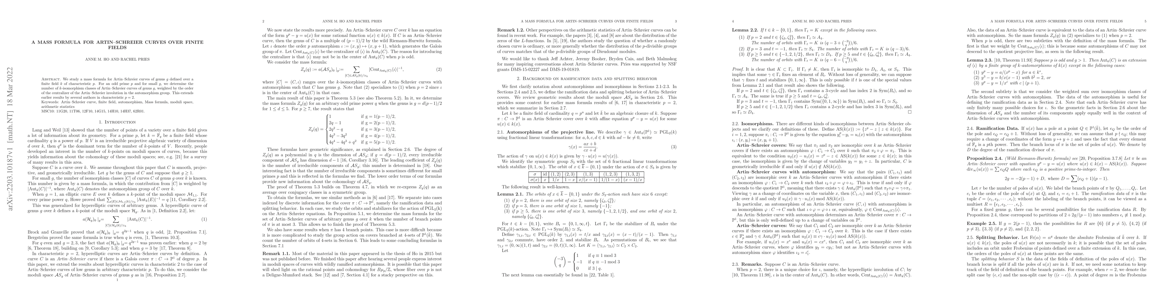 Thumbnail for A Mass Formula For Artin--Schreier Curves Over Finite Fields