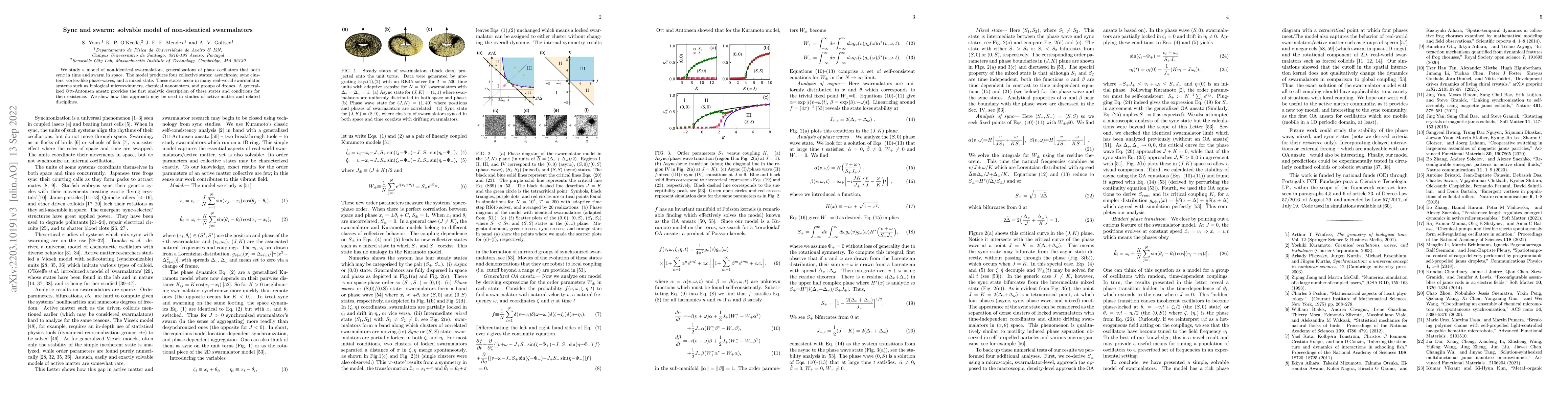 Thumbnail for Sync and swarm: solvable model of non-identical swarmalators