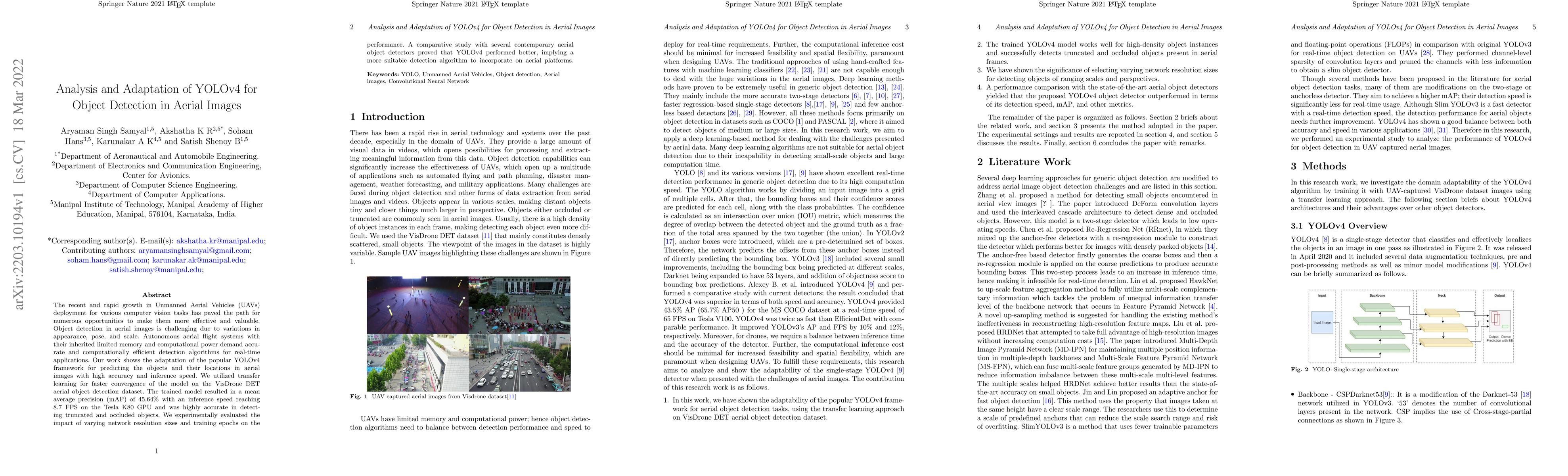 Thumbnail for Analysis and Adaptation of YOLOv4 for Object Detection in Aerial Images