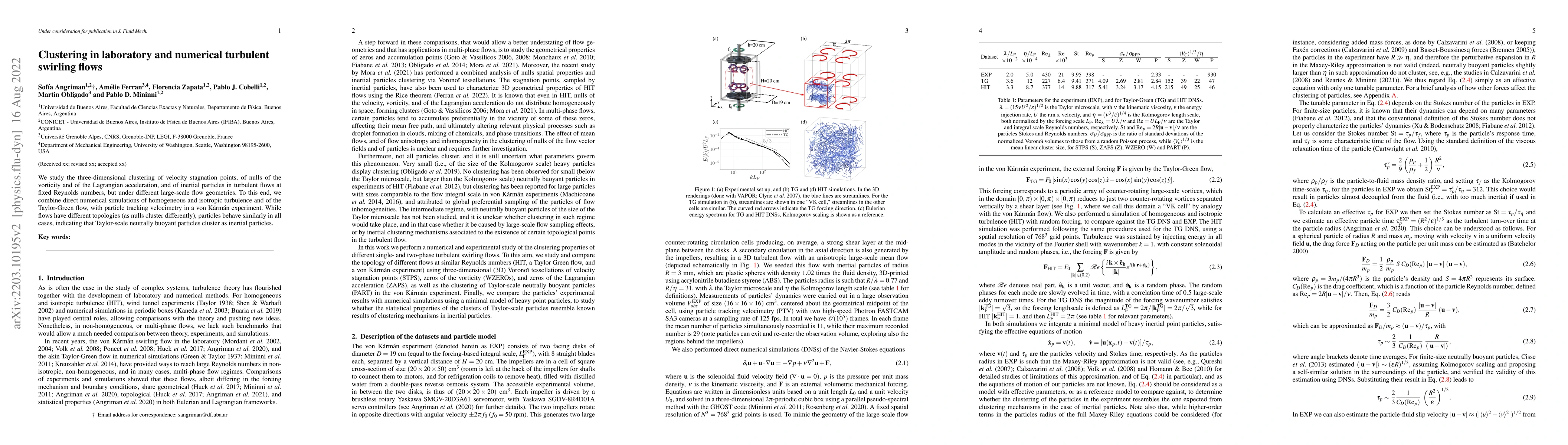 Thumbnail for Clustering in laboratory and numerical turbulent swirling flows